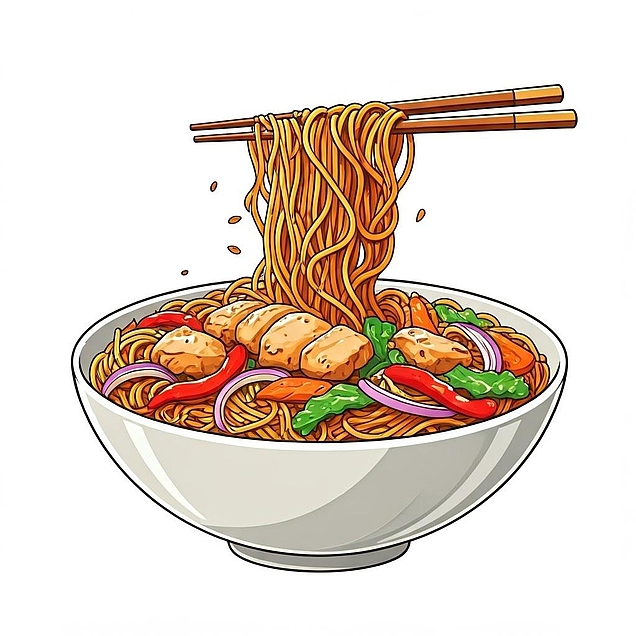 Yakisoba Noodles - Vector Illustration